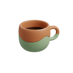 3D Rendering of a Stylish Two-Tone Coffee Cup with Black Coffee