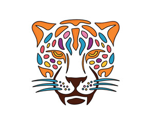 Technicolor Cheetah Face Vector
