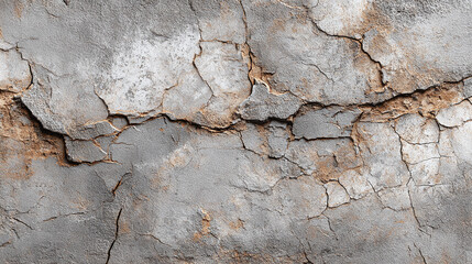 Fototapeta premium The rugged texture of a cracked stone surface, displaying intricate fissures and patterns. A natural and aged appearance, with shades of gray and brown tones, providing a sense of age and resilience