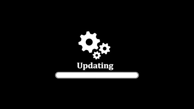 Software update and system upgrade concept. patch update, quick upgrade, updating progress bar, new version, Improved security concept. Person updating operating system.