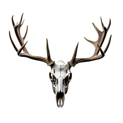 Majestic deer antlers and skull isolated on transparent background