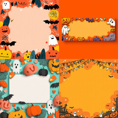 Cartoon Style Halloween Poster with Playful Colors and Text Space