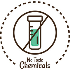 Illustration Of A Test Tube With Green Liquid Inside A Circle With A Diagonal Line And Text No Toxic Chemicals Against Transparent Background