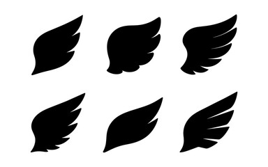Obraz premium Silhouette wing icons collection: minimalist bird and angel wing designs