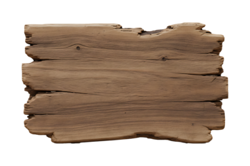 Old weathered rustic wood plank detail isolated on transparent background