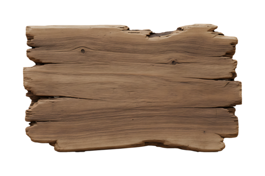 Old weathered rustic wood plank detail isolated on transparent background