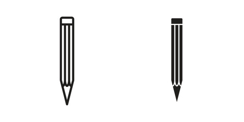 Pencil icon in minimal flat, stroke style. suitable for graphic designs