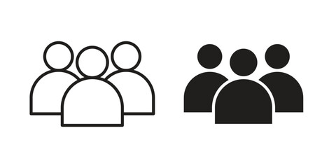 People group icon in minimal flat, stroke style. suitable for graphic designs