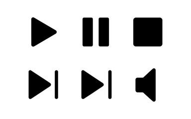 Simple multimedia control icons set for user interfaces
