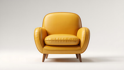Stylish yellow armchair on white studio background