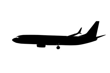 Aeroplane silhouette designed for aviation branding, travel promotions, flight training materials, transport infographics, airline ads, and educational uses.
