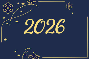Minimalist 2026 New Year Card with Gold