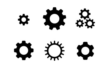 Silhouette gear icons set on white background for industrial design