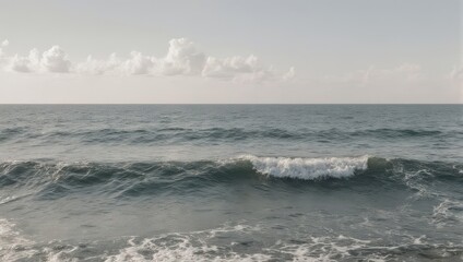 Fototapeta premium Calm Ocean Waves Under a Cloudy Sky.