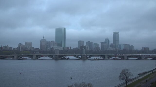 Boston bridge on Charles river, Massachusetts, timelapse