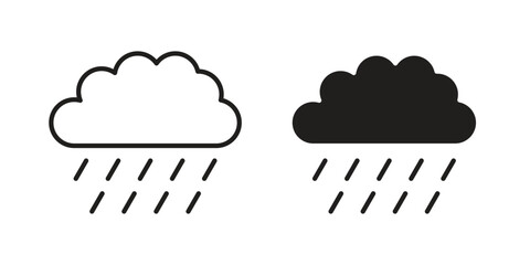 Rain icon in minimal flat, stroke style. suitable for graphic designs