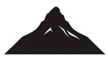 Stark silhouette of a sharp, triangular mountain peak against a white backdrop, conveying a sense of altitude