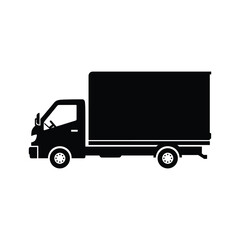 Silhouette of a small truck isolated on, ideal for delivery and transportation themes