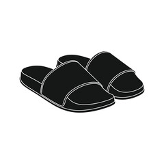 Illustration of a pair of black slippers isolated on, providing comfort and relaxation