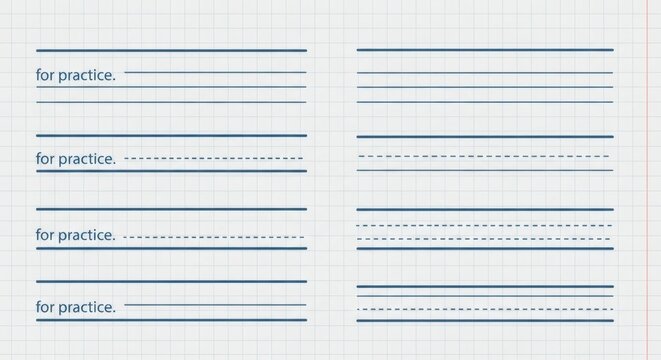 Lined Paper for Handwriting Practice with Dashed Lines