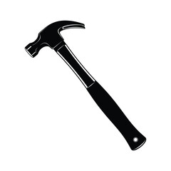 Illustration of a black hammer tool isolated on, a common instrument for construction and repair