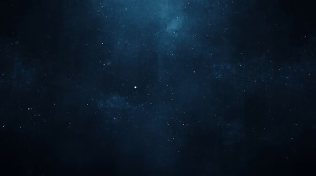 Deep blue abstract grainy  background with shimmering particles and light rays creating a mystical and atmospheric texture, ideal for cosmic and underwater themes