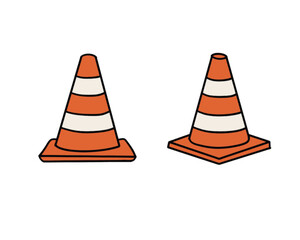 Orange traffic cone with white stripes