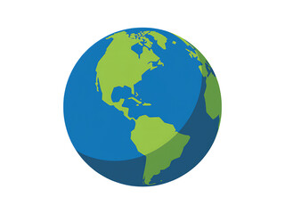 Stylized illustration of planet earth showing north and south america on a transparent background isolated on transparent background