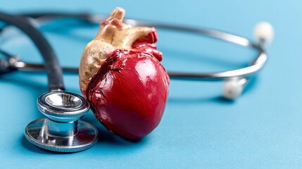 Human heart model and stethoscope for cardiology diagnostics