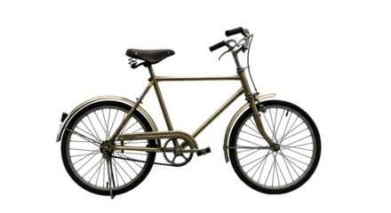 Olive green bicycle with a classic design isolated on transparent background