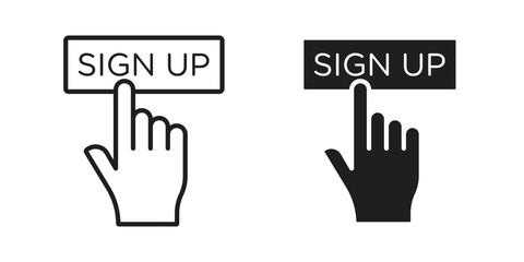 Sign up icon in minimal flat, stroke style. suitable for graphic designs