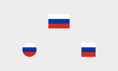 Russland Flaggen-Set &ndash; Professionelle Darstellung: Original, Rund und Quadratisch (korrekte Farben)