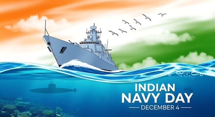 Indian Navy Warship Digital Illustration