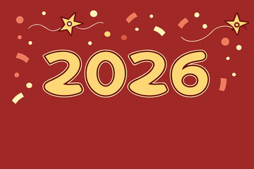 Minimal Red & Gold 2026 Typography with Elements