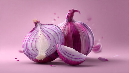 red onion on white background