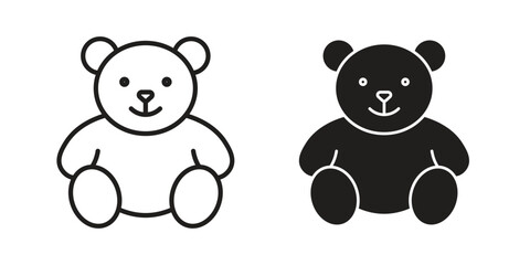 Naklejka premium Teddy bear icon in minimal flat, stroke style. suitable for graphic designs