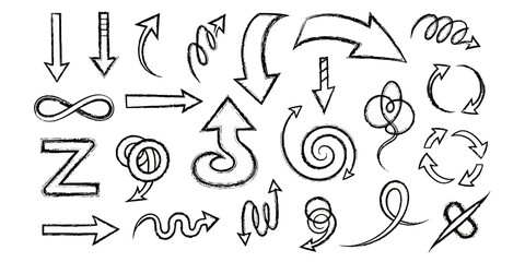 Hand drawn arrows collection with different styles and shapes