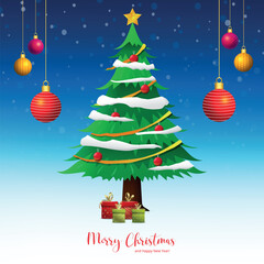 Merry Christmas poster or greeting card. Trendy modern design with gifts, vector illustrations