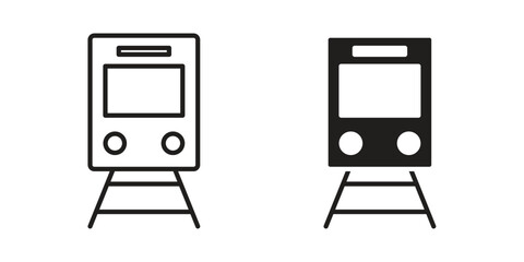 Train icon in minimal flat, stroke style. suitable for graphic designs