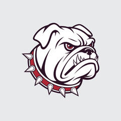 Aggressive Bulldog Head Logo Mascot With Spiked Collar Vector Illustration Design Strong Animal Fierce Expression Angry Dog Security Symbol For Sports