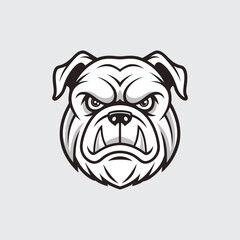 Bulldog Head Logo Vector Illustration Design Black And White Strong Animal Fierce Expression Angry Dog Security Symbol For Sports Team Mascot Simple