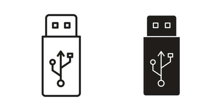 usb drive icon in minimal flat, stroke style. suitable for graphic designs