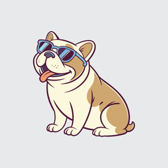 French Bulldog Cartoon With Sunglasses Cute Sitting Dog Puppy Breed Pet Animal Vector Illustration Design With Cool Style Pose And Fun Expression Playful
