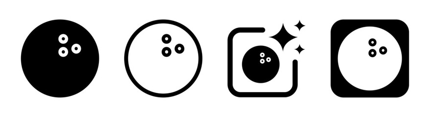 Black bowling ball icon illustration for sports, hobby, and entertainment, isolated transparent background vector PNG design for casino and carnival concepts