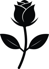 Single black rosebud vector illustration