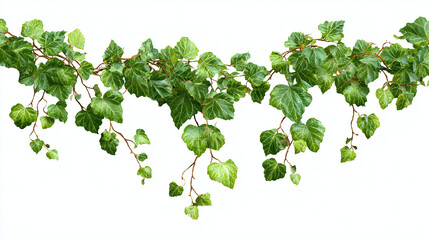 A close-up shot of green ivy leaves on a vine