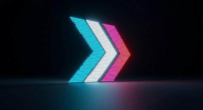 Vibrant neon arrows point the way forward in a modern design, perfect for tech startups and innovative businesses seeking a dynamic visual edge