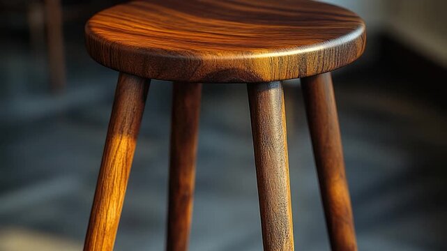 A simple wooden stool placed on a traditional hardwood floor, suitable for home or office decor