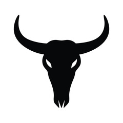 Bull Skull Silhouette Icon Vector Illustration
