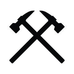 Hammer And Chisel Crossed Icon Vector Illustration